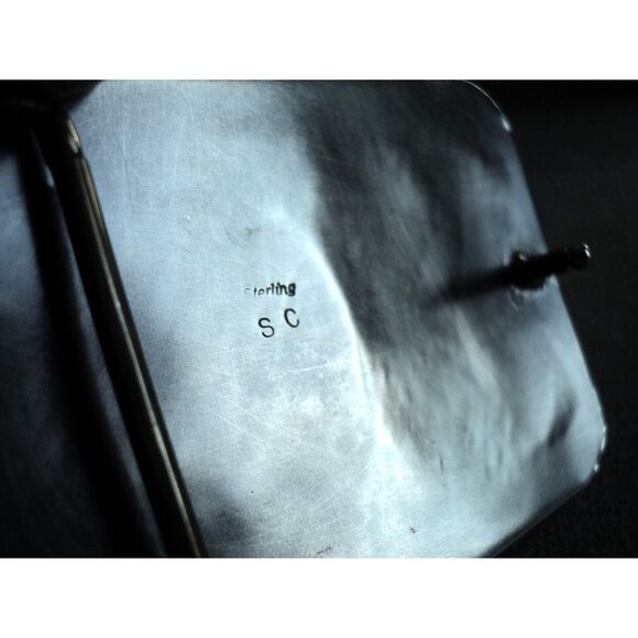 Native American STERLING Silver BELT BUCKLE Eagle SUN FACE Carved Signed SC - Picture 7 of 7